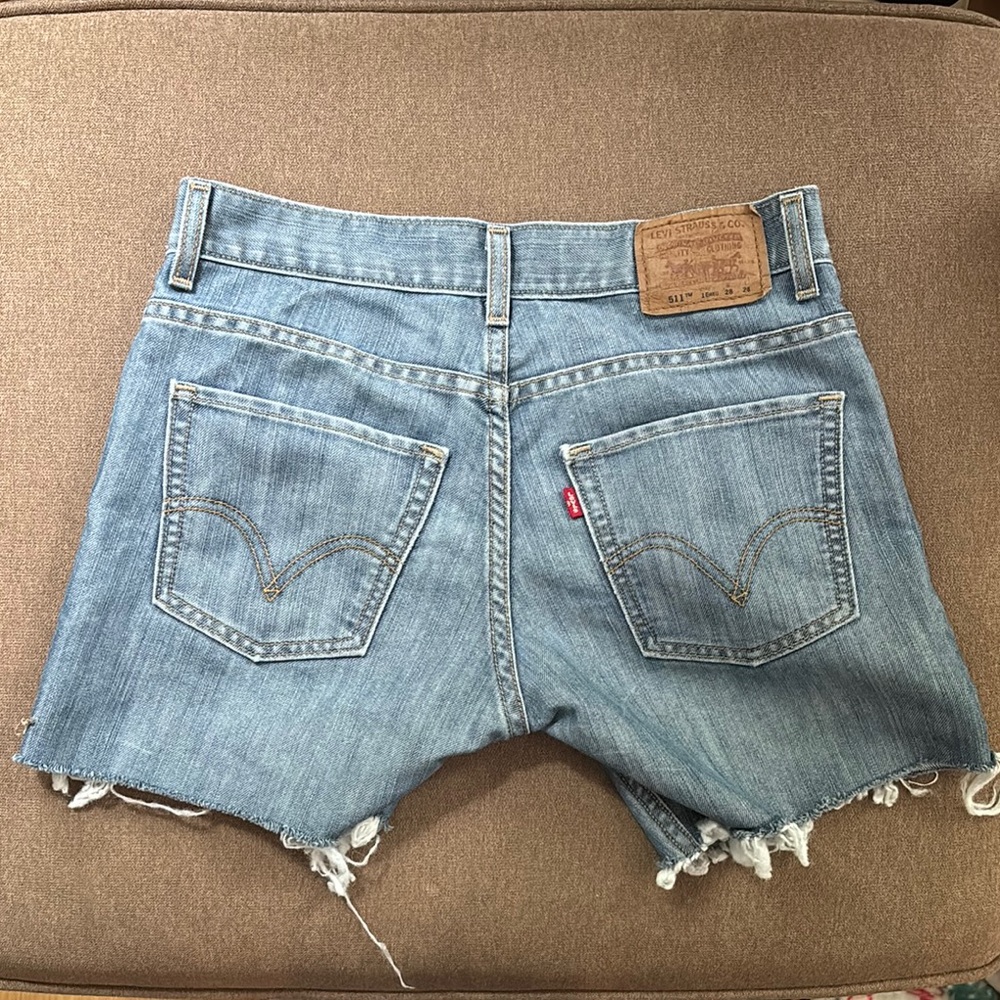 Levi's 511 Blue Jean Shorts with Frayed Hem